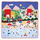 AT THE BEACH Hand Made APPLIQUÉ PATCHWORK TAPESTRY Peru WALL HANGING 