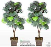 TWO 6 Fan Palm x3 Artificial Tree Silk Plant _ New  