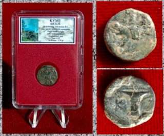 ANCIENT GREEK COIN KYME AIOLIS EAGLE  VASE MONOGRAM 3rd B.C.  