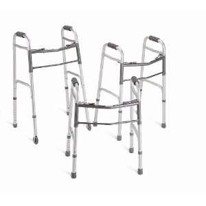 Two Button Folding Walkers with 5 Wheels [CASE of 4 