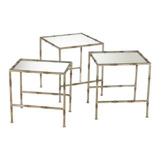 Bamboo Iron Nesting Tables S/3  