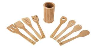 Core Bamboo 9pc Spoon & Spaula Kitchen Utensil / Tool Set with Caddy 