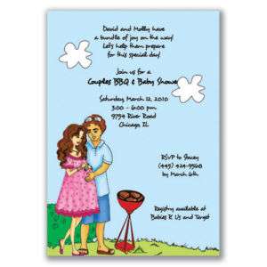 Couples Baby Shower Invitations Grilling BBQ Barbecue  
