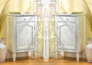 Two Distressed White Cabinets Nightstands End Tables  