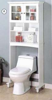 White finish wood bathroom eterge storage shelf cabinet  