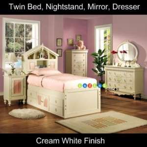 Children Bedroom Set Furniture White Twin Size Girl Bed  