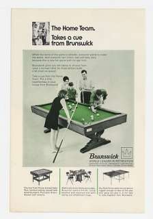 1968 Brunswick Billiards Pool Table Home Team Ad  