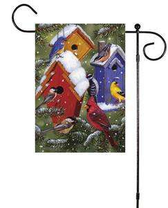 Winter Wildlife Birds Winter Birdhouses Sm Art Flag  