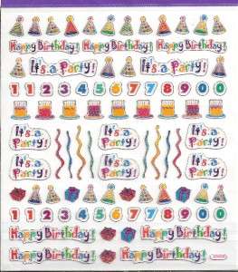 Birthday Presents cake candle stickers silver accents  