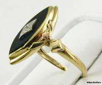 UNIQUE* Art Deco Onyx Diamond   14k Gold Marquise RING  