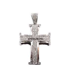 ICED OUT 14K W/GOLD CROSS HIP HOP BLING CHARM PENDANT  