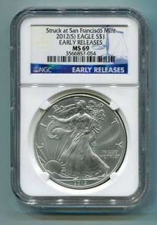   american silver eagle ngc ms69 san francisco mint label early release