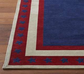 Pottery Barn Kids Star Bordered Rug Red/Navy 5x8 New  