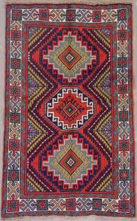 4x6 RED IVORY PERSIAN TRIBAL WOOL AREA RUG CARPET  