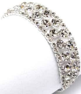 New RHINESTONE cuff bracelet PROM wedding diamante ice bride jewelry 