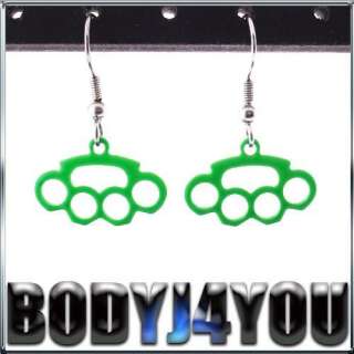 You will receive 1 pair of Brass Knuckle logo earrings as shown in the 