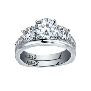   Caro 74 Astonishing Round Bridal Set Ring in 14k White Gold F G  