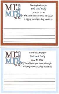 Mr. and Mrs. Bridal Shower Advice Cards Personalized  
