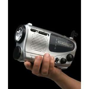 Powered AM/FM Radio and Forever Flashlight Hank Crank and Battery 