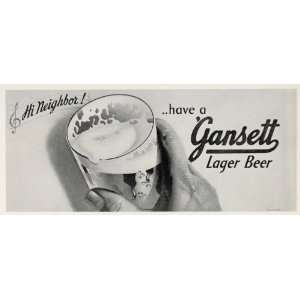  Gansett Lager Beer Narragansett Brewing   Original Halftone Print