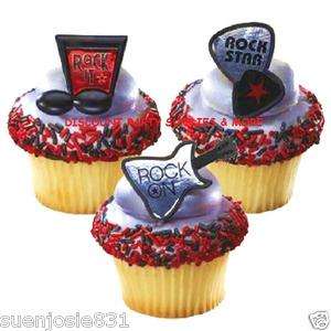 Rock On Rock N Roll Cupcake Rings Toppers Cake Decorations  