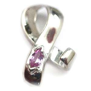 Silver Breast Cancer Awareness Pink Sapphire Pin  
