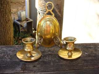 BRASS WALL TWO CANDLE HOLDER SCONCE SOLID HEAVY BRASS  