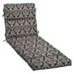 Outdoor Cartridge Chaise Lounge Cushion   Black/Beige Damask 