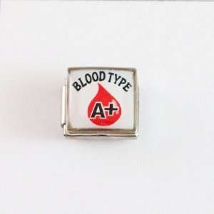 Blood Type A + Positive Medical Italian Charm for Bracelet Square