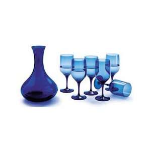  BLUE WATER CARAFE & GLASS SET@