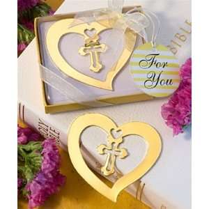  Silver or Gold Cross and Heart Shape Design Bookmark 