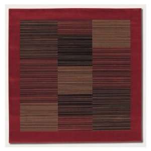   Area Rug Slender Stripe Pattern with Red Border Furniture & Decor