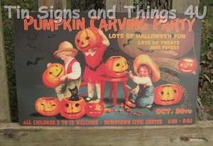 Pumpkin Carving Party TIN SIGN Halloween Decoration Jack o Lantern 