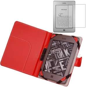 Premium Red Leather Case Cover for  Kindle Touch Reader+Screen 