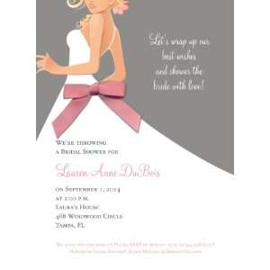  Bridal Side Grey Blonde with Pink Ribbon Invitations 