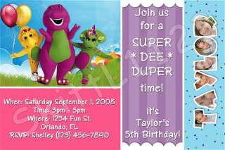 Custom Personalized Barney Birthday Invitations  