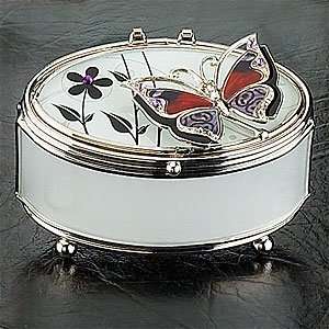  Burgundy Butterfly Glass Jewelry Box Container Accessory 
