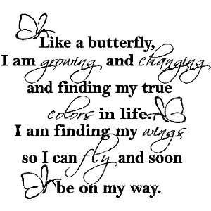  LIKE A BUTTERFLY.WALL EXPRESSIONS WORDS QUOTES 