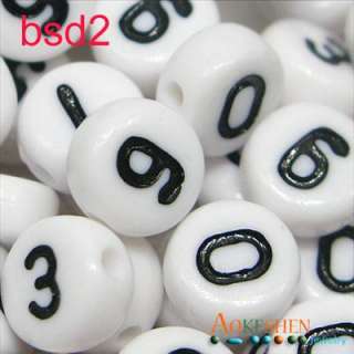360 PLASTIC Flat Alphabet Letter Beads 7X4mm White bsd2