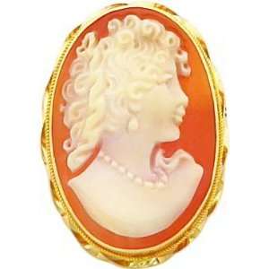    14K Gold Shell Cameo Pin Pendant Necklace Jewelry B Jewelry