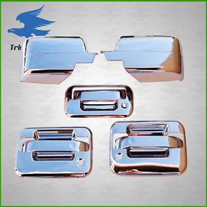 04 08 Ford F150 Chrome 3 Door Handle +2 Mirror Covers  