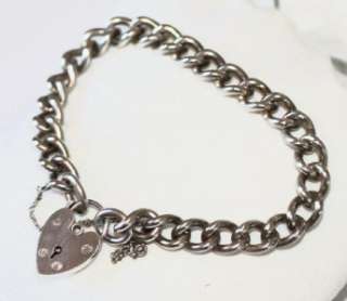   STERLING SILVER CHARM BRACELET With PADLOCK CLASP ~33 grams CHUNKY