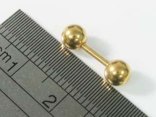 2pc 18g Steel Gold Barbell 5mm Ear Eyebrow Rings 0pt  