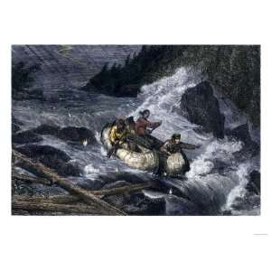 Fur Traders Canoes Imperiled by Rapids on the Red River of the North 