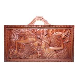 Mermaid Wood Carving~Bali Backgammon Game Board~Set~New  