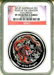   Australia Lunar Year Of The Dragon Colorized NGC PF70 Ultra Cameo