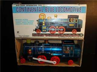VINTAGE MODERN TOYS BATTERY OPERATED CONTINENTAL BLUE LOCOMOTIVE/W 