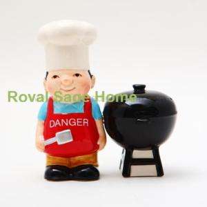 Salt Pepper Shaker Grill Chef Man Cooking Grilling  