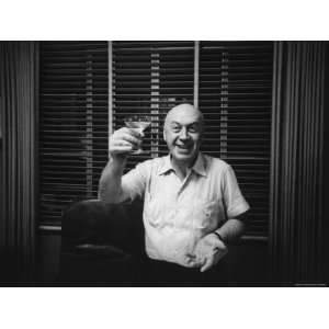  Otto Preminger Raising Champagne Glass in Hollywood Office 