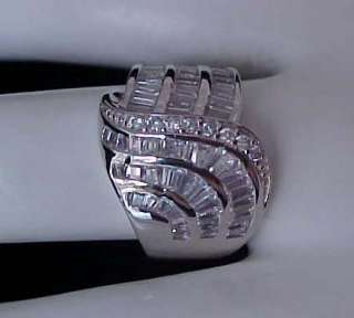   Signity cz ANNIVERSARY WEDDING Band Rhodium Sterling Ring Sz6  